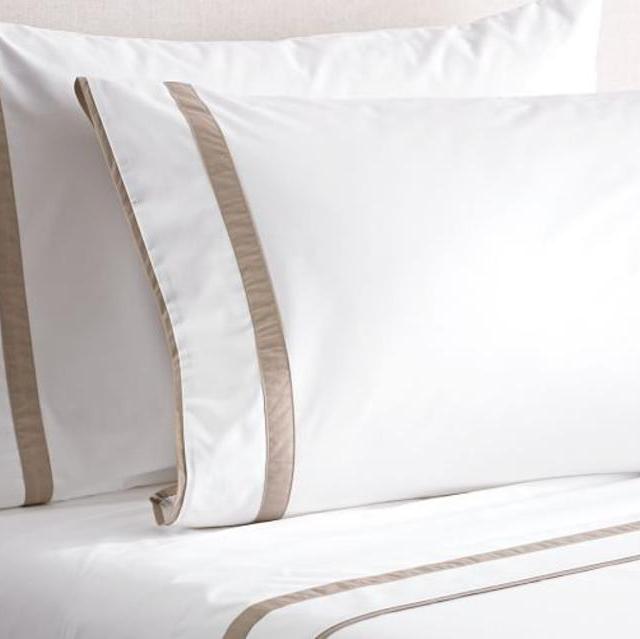 Morgan Banded 400-Thread-Count Sheet Set QUEEN TAUPE