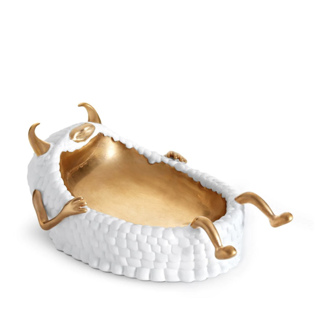 Haas Brothers Lazy Susan gold and porcelain bowl