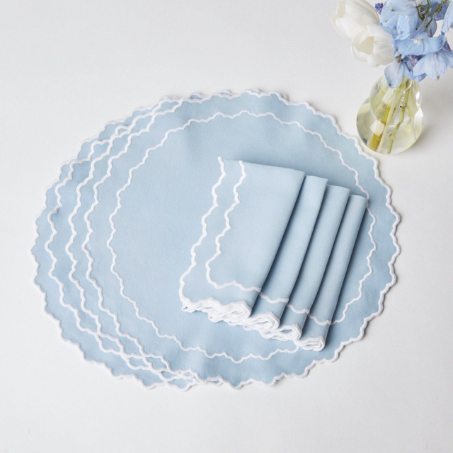 Beatrice Blue Placemats & Napkins (Set of 4)
