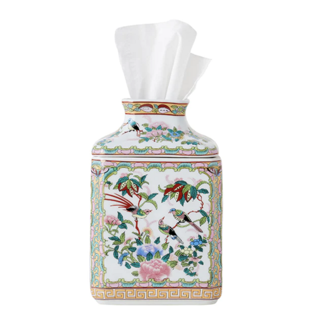 English Rose Porcelain Tissue Holder