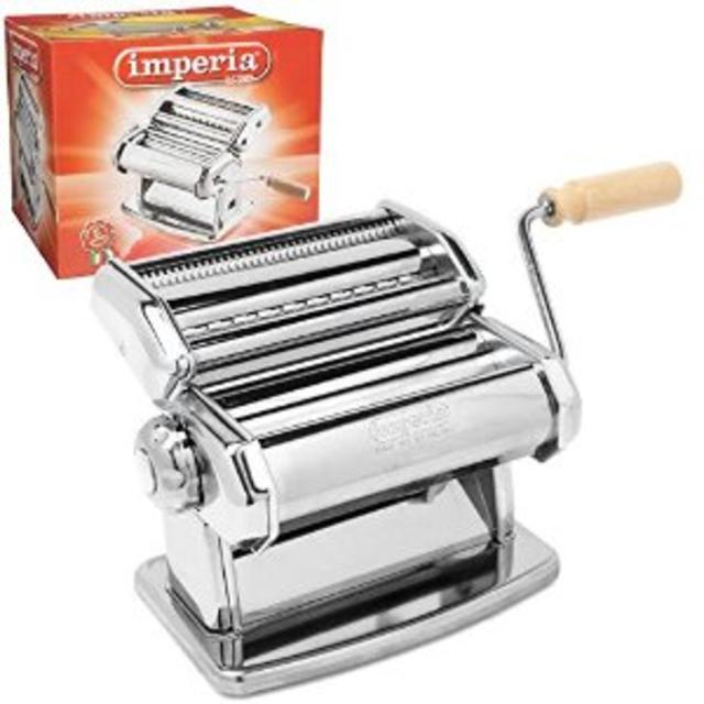 Imperia Pasta Maker Machine (150) By Cucina Pro - Heavy Duty Steel Construction with Easy Lock Dial and Wood Grip Handle