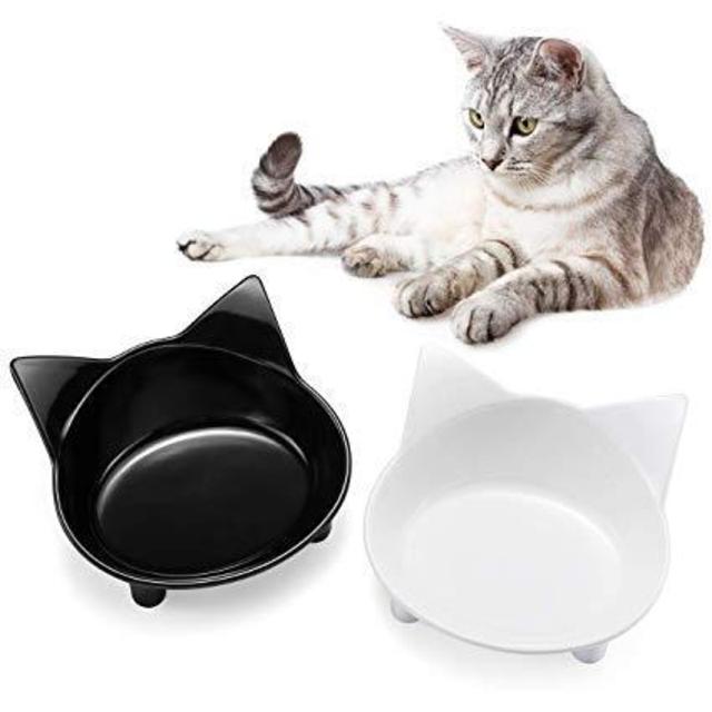 SHU UFANRO Cat Bowls Cat Food Bowl Non Slip Cat Dish Double Cat Feeding Bowls for Whisker Stress Relief Pet Food & Water Bowls