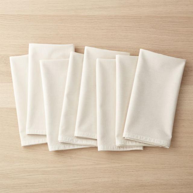 set of 8 garment washed cream napkins