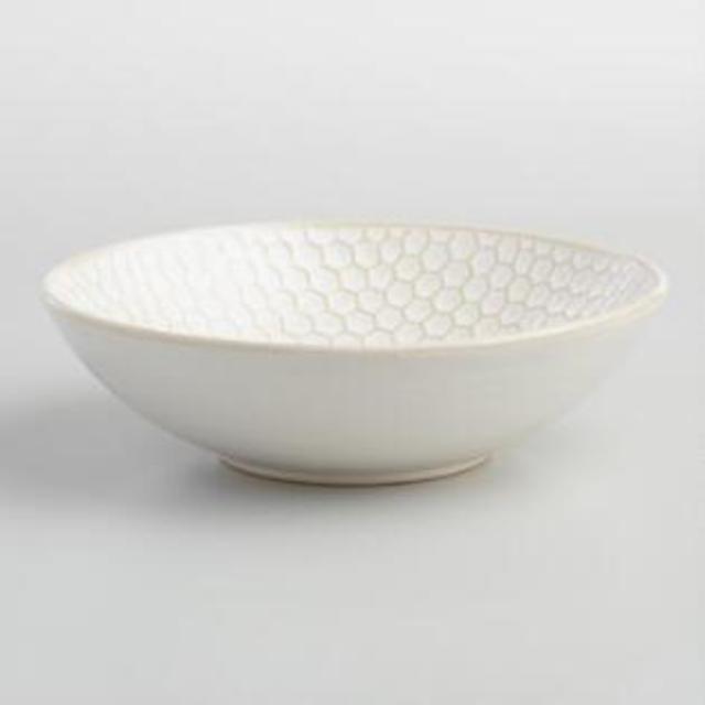 Medium White Textured Stoneware Bowl Set of 4