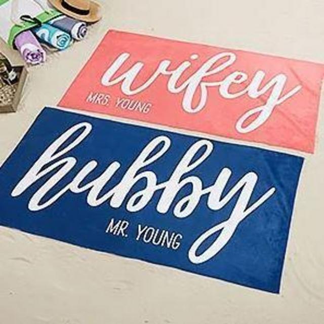 Customized His and Hers Beach Towels