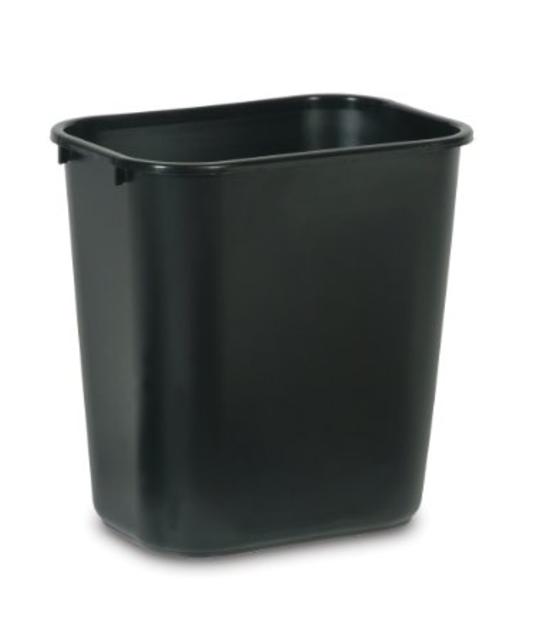 Rubbermaid Commercial FG295600BLA Plastic Deskside Wastebasket, 28-1/8-quart, Black