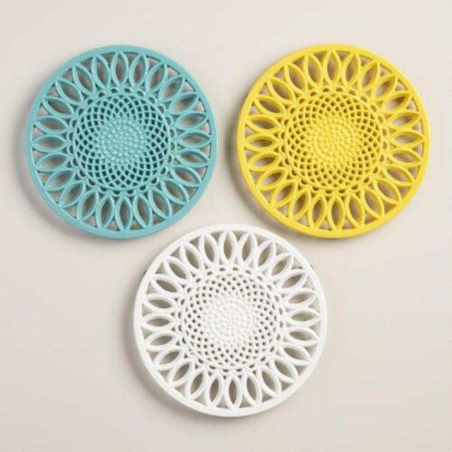 Sunflower Cast Iron Trivets, Set of 3