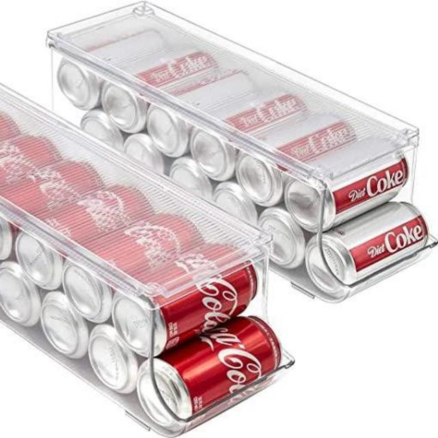 Sorbus Soda Can Organizer for Refrigerator Stackable Can Holder Dispenser with Lid for Fridge, Pantry, Freezer – Holds 12 Cans Each, BPA-Free, Clear Design,[Patent Pending] (2-Pack)