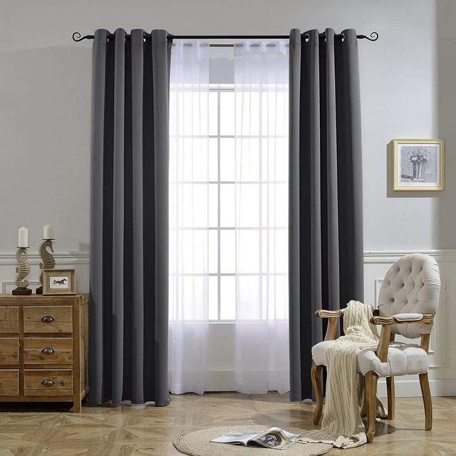 NICETOWN Blackout Curtains Panels for Bedroom - (Two Panels, 52 x 84 Inch, Gray)