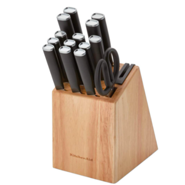 KitchenAid Classic 15-Piece Knife Block Set, Natural
