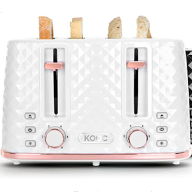 White with Pink 4 Slice Toaster