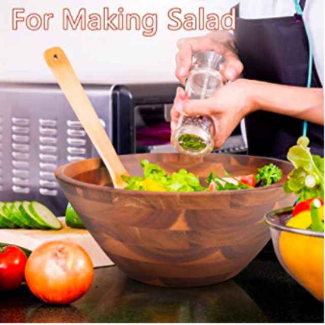 Aidea Acacia Wood Serving Bowl for Fruits or Salads, 11" Diameter x 4.5" Height, Single Salad Bowl