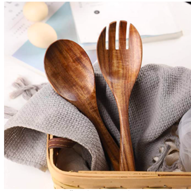 Muso Wood Acacia Salad Servers,10-inch,set of 2 (Acacia salad servers)
