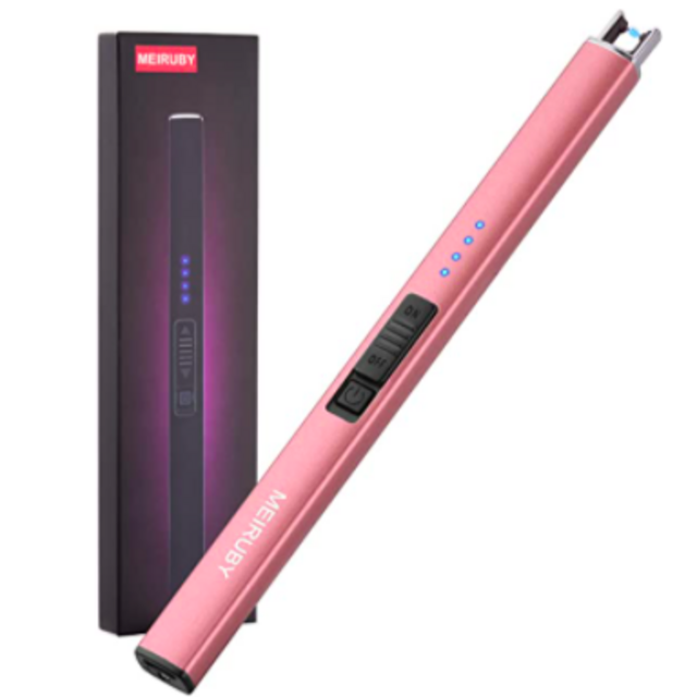 MEIRUBY Lighter Electric Lighter Candle Lighter Rechargeable USB Lighter Arc Lighters for Candle Camping Family Use Rose Gold