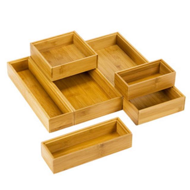 Stackable Bamboo Drawer Organizers