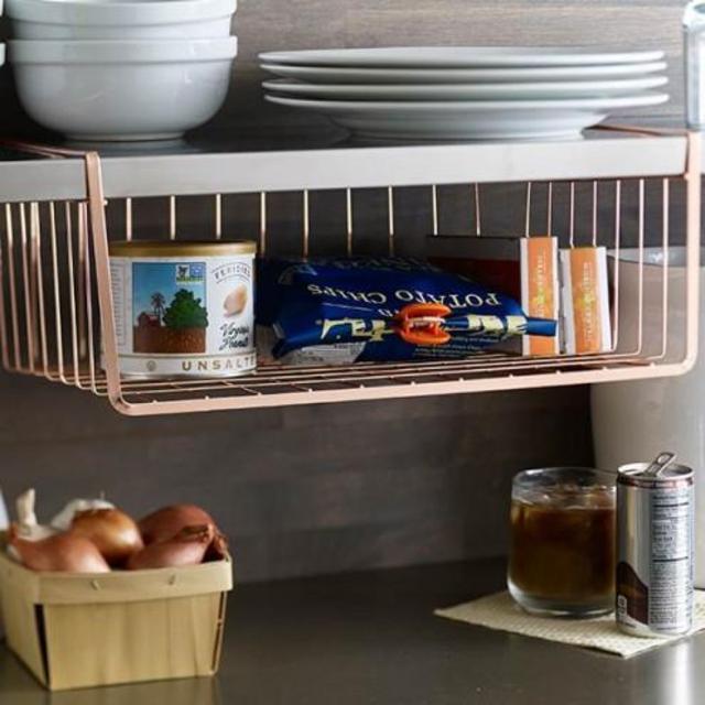 Large Copper-Plated Wire Under-the-Shelf Basket
