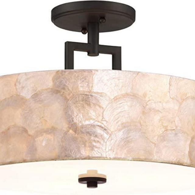 Capiz Shell Flush Mount Light Fixture
