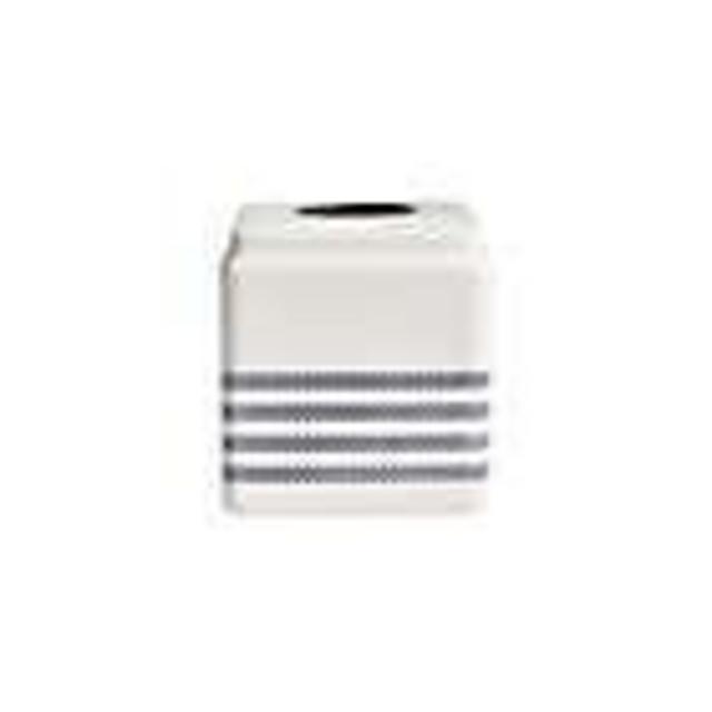 Peri Home Panama Stripe Boutique Tissue Box Cover in Navy