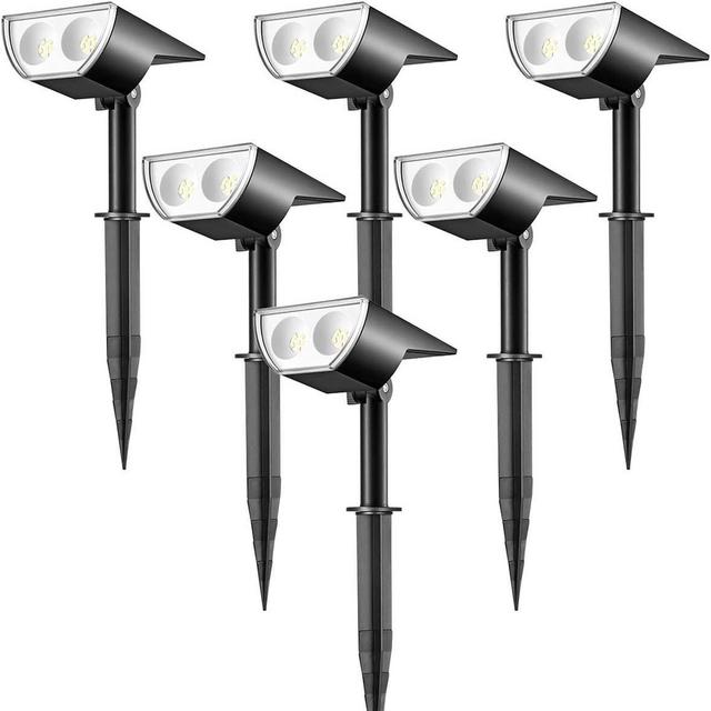 Linkind StarRayS Solar Outdoor Lights Waterproof IP67, 2-in-1 Solar Spot Lights Outdoor, Daylight White Solar Landscape Spotlights, 12 LEDs Auto On/Off Solar Lights for Walkway Yard Pathway Garden