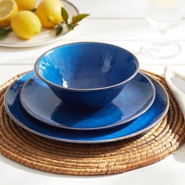 Swirl Melamine Dinnerware - Blue set