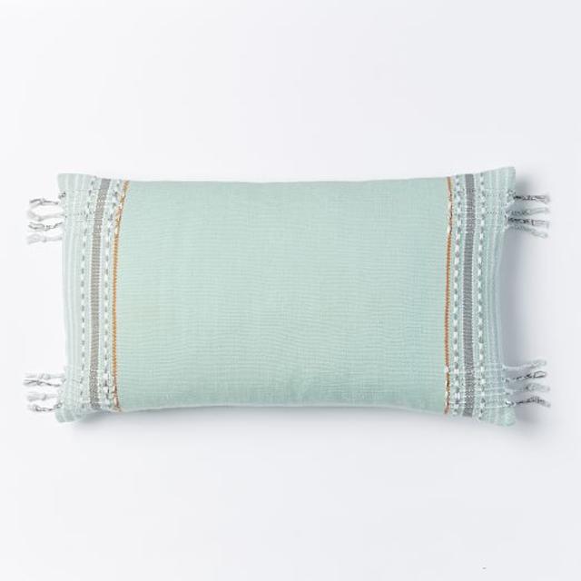 Corner Fringe Pillow Cover - Pale Harbor-west elm
