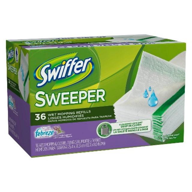 Swiffer Sweeper Febreze Lavender Vanilla & Comfort Scent Wet Mopping Cloths Refill 36 ct