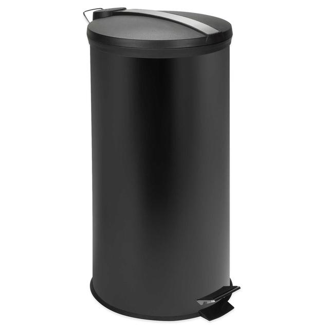 Equip Your Space 30-Liter Metal Step Trash Can in Black
