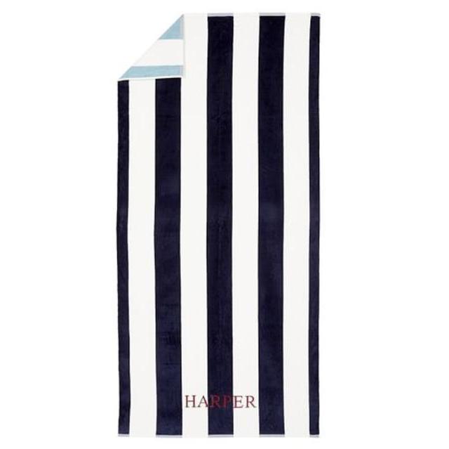 Reversible Awning Stripe Beach Towel - Navy, 40 x 72
