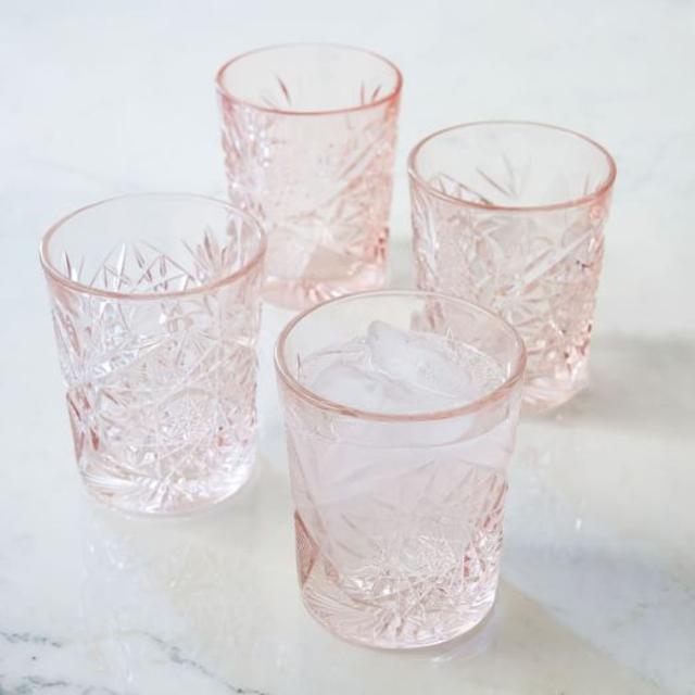 Decorated Hobstar Glassware - Pink