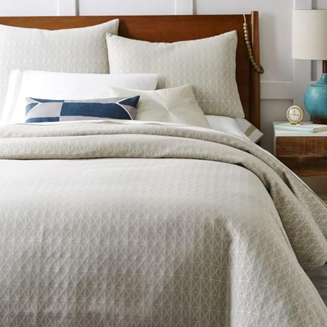 Painterly Diamond Jacquard Duvet Cover + Shams - Platinum