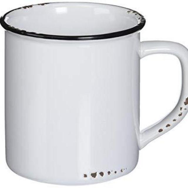 Abbott Collection Enamel Look Stoneware Mug, White