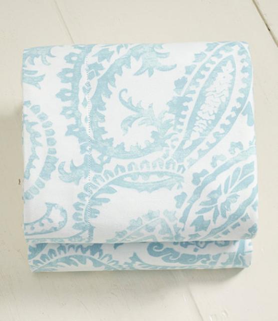 Premium Supima Flannel Sheet, Flat Floral - QUEEN - HAZE
