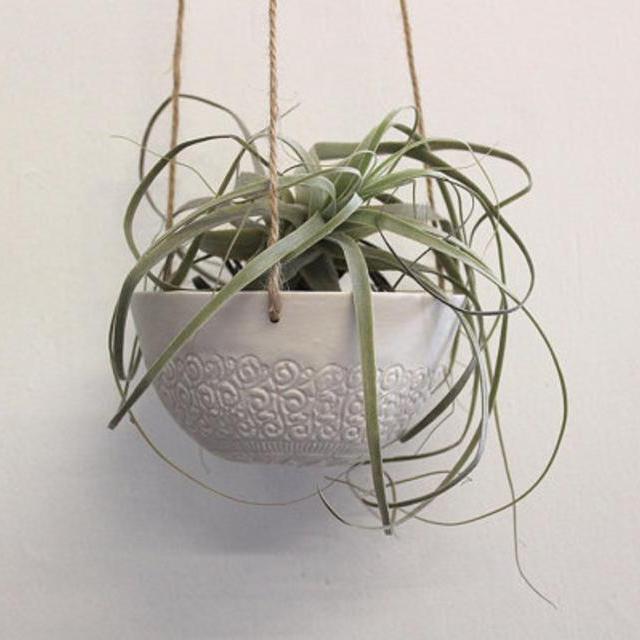 Vintage lace Porcelain hanging planter