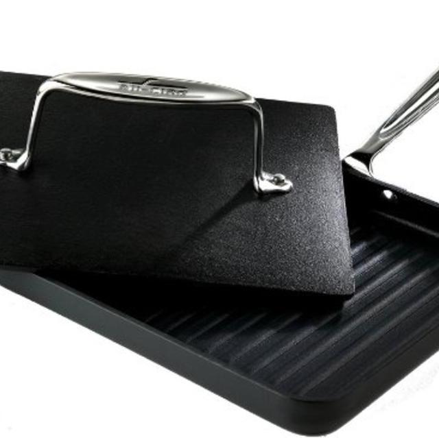All-Clad 39902 Hard Anaodized Nonstick Panini Pan with Press / Cookware, Silver