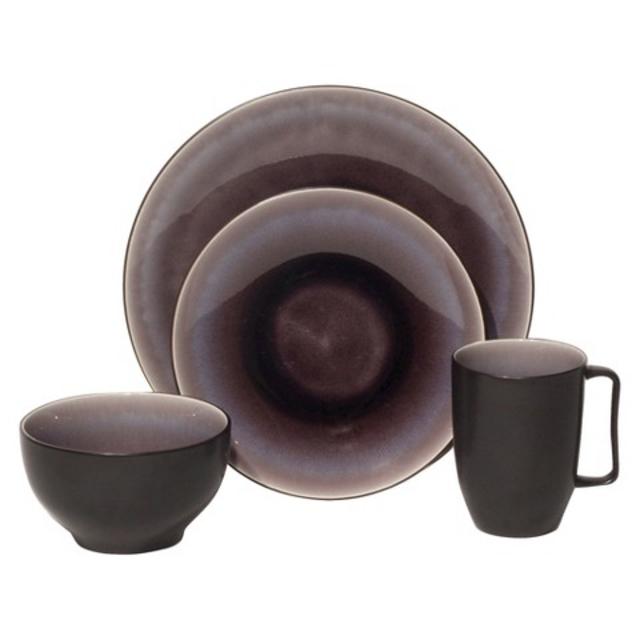 Baum Bros. Nuit 16 Piece Dinnerware Set - Plum/Grey