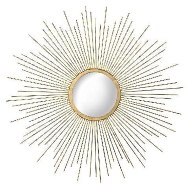 Metal Sunburst Mirror - Aged Gold