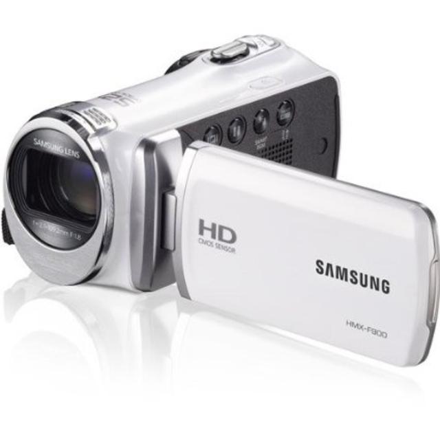Samsung HMX-F90/F900 Camcorder (White) HD 720p Movies Video Recording w/ 52x Optical Zoom Lens, CMOS Sensor, 5MP Still Images, HDMI Output, and 2.7-Inch LCD Screen (Certified Refurbished)