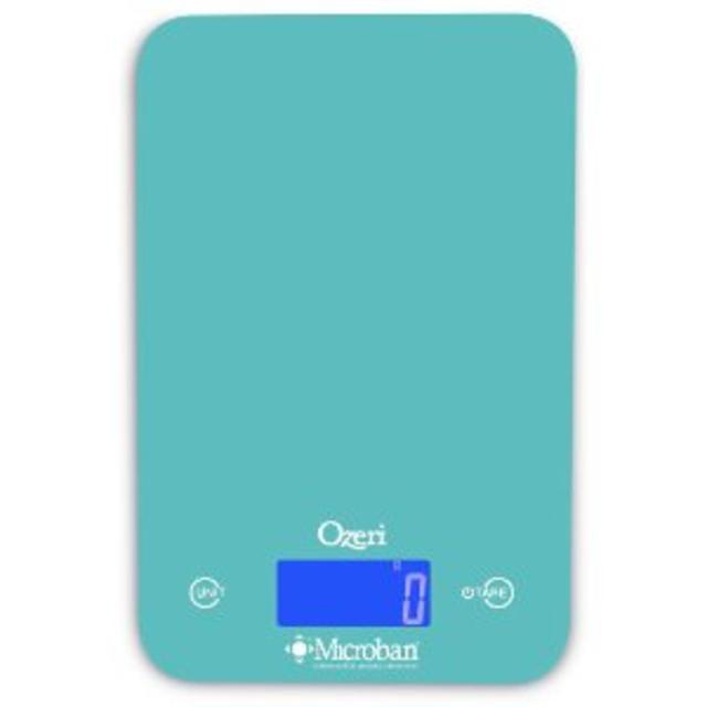 Ozeri Touch II Digital Kitchen Scale with Microban Antimicrobial Product Protection, 18 lb, Teal Blue