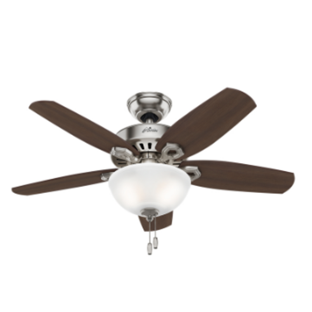 Hunter Builder Bowl 42-in Brushed Nickel Indoor Ceiling Fan with Light Kit