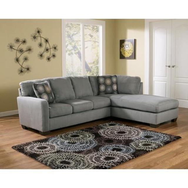 Signature Design by Ashley Zella - Charcoal Contemporary Sectional Sofa with Right Arm Facing Chaise at Miskelly Furniture