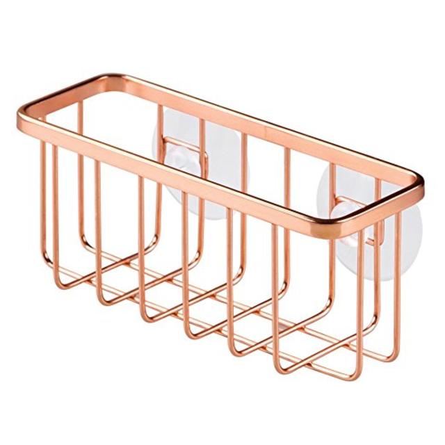 InterDesign Gia Kitchen Sink Suction Holder for Sponges, Scrubbers, Soap - Copper