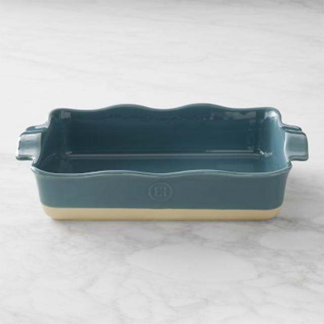 Emile Henry Ruffled Rectangular Baker, Large, Teal