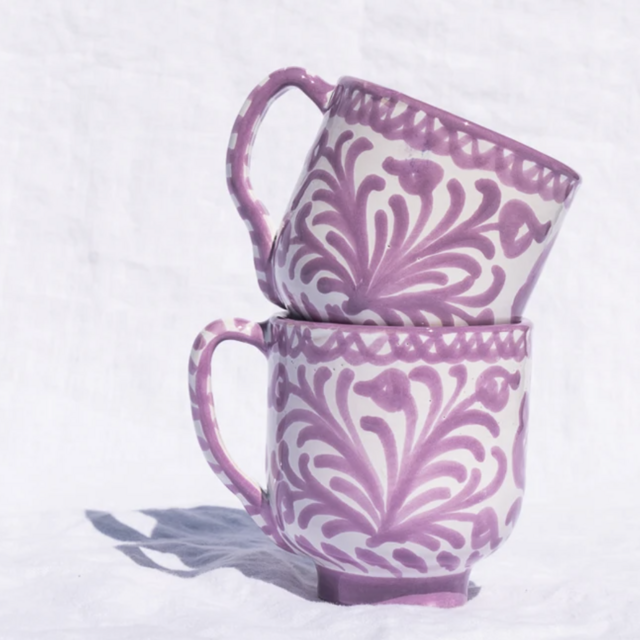 Mug with hand painted designs (Lilac)