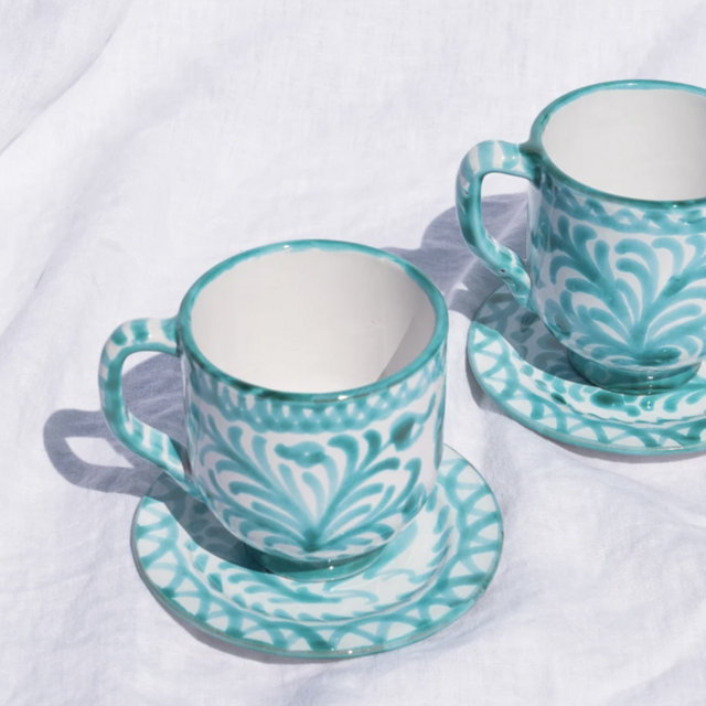 Mug with hand painted designs (Green)
