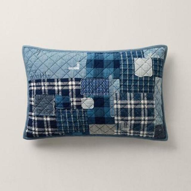 Ralph Lauren Indigo Traveler Bedding Collection: Milbrook Patchwork Throw Pillow