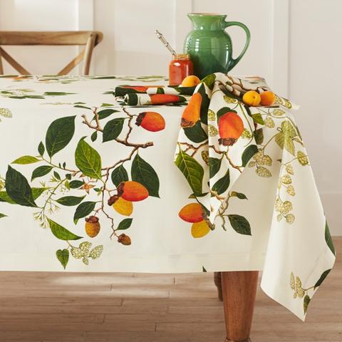 Botanical Persimmon Tablecloth - 90" Round