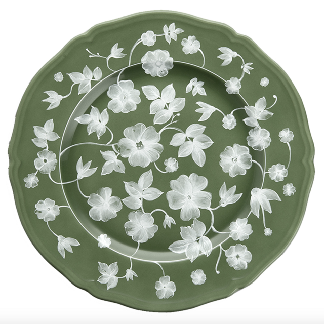 Ginori x Cabana Floral Charger Plate, Green x White