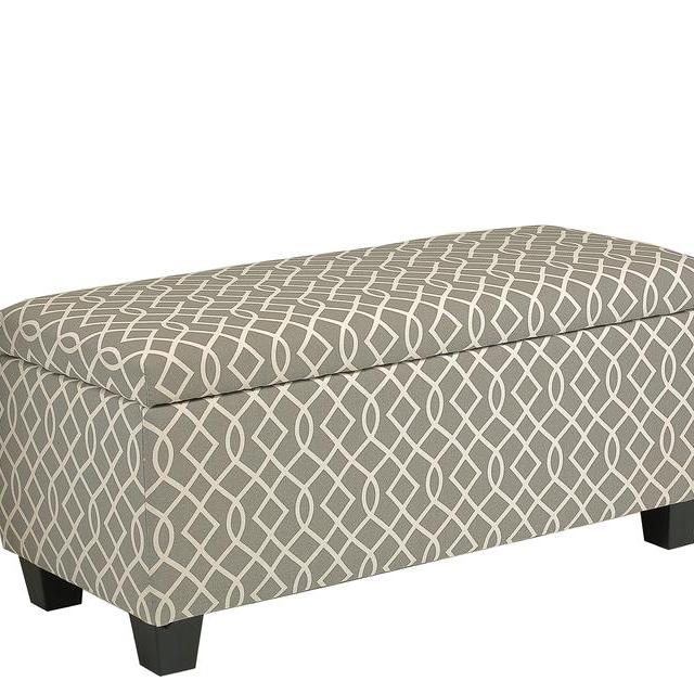 Cortesi Home Kiki Fabric Storage Long Bench Ottoman, Grey