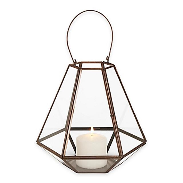 Elements 11-Inch Geometric Copper Lantern