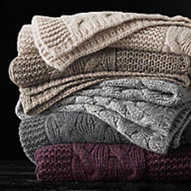 Italian Wool & Alpaca Cable Knit Throw - Charcoal